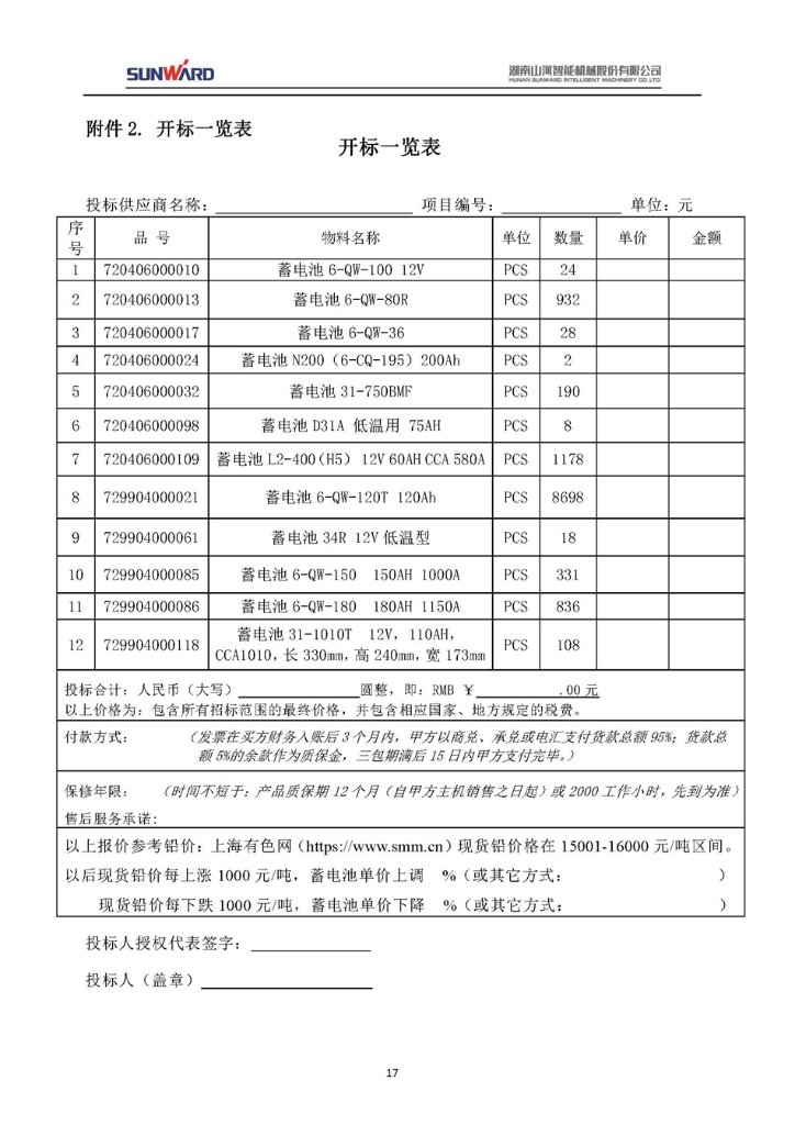 蓄電池采購(gòu)項(xiàng)目招標(biāo)文件