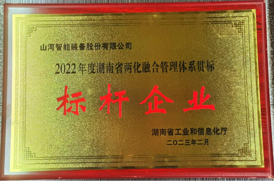 點贊！山河智能獲評2022年度湖南省兩化融合管理體系貫標(biāo)標(biāo)桿企業(yè)